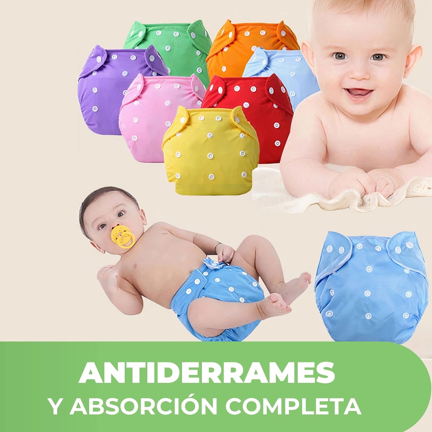 Paquete de 12 Pañales Ecológicos de Tela para Bebe Niño o Niña de 0 a 3 años, Hanylish