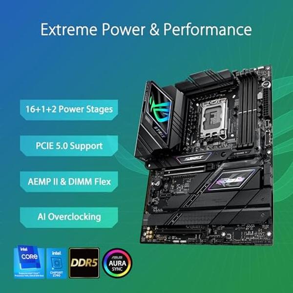 ASUS ROG Strix Z790-F Gaming WiFi II LGA 1700(Intel 14th &13th & 12th Gen) ATX Gaming Motherboard(DDR5,2.5 Gb LAN,5XM.2 Slots,PCIe 5.0 x16,WiFi 7,Front-Panel Connector with PD 3.0 