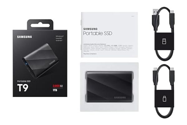 SAMSUNG T9 Portable SSD 2TB, USB 3.2 Gen 2x2 External Solid State Drive, Seq. Read Speeds Up to 2,000MB/s for Gaming, Students and Professionals, MU-PG2T0B/AM, Black