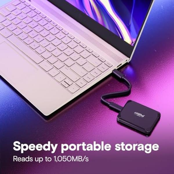 Crucial X9 4TB Portable SSD, Up to 1050MB/s, USB 3.2 USB-C, External Solid State Drive, Compatible with Windows, Mac, & Android, Reliable Storage for Games, Files, & Backups, Black