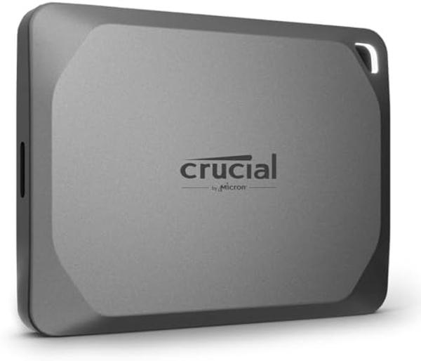 Crucial X9 Pro 2TB Portable SSD, Up to 1050MB/s Read & Write, 3.2 USB-C, External Solid State Drive, Durable Storage for PC & Mac, for Content Creators & Videogaphers, Silver - ‎CT