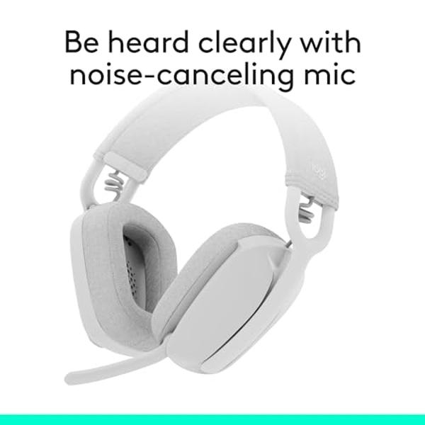 Logitech Zone Vibe 100 Lightweight Wireless Over Ear Headphones with Noise Canceling Microphone, Advanced Multipoint Bluetooth Headset, Works with Teams, Google Meet, Zoom, Mac/PC 
