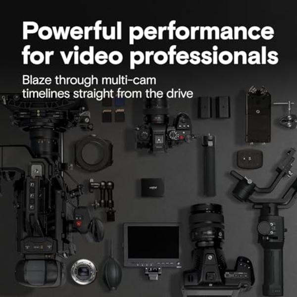 Crucial X10 Pro 2TB Portable SSD, Up to 2100MB/s Read, 2000MB/s Write, USB 3.2 USB-C, External Solid State Drive, Durable Storage for PC & Mac, for Professional Creators, Black - ‎