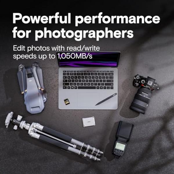Crucial X9 Pro 2TB Portable SSD, Up to 1050MB/s Read & Write, 3.2 USB-C, External Solid State Drive, Durable Storage for PC & Mac, for Content Creators & Videogaphers, Silver - ‎CT