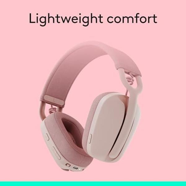 Logitech Zone Vibe 100 Lightweight Wireless Over Ear Headphones with Noise Canceling Microphone, Advanced Multipoint Bluetooth Headset, Works with Teams, Google Meet, Zoom, Mac/PC 