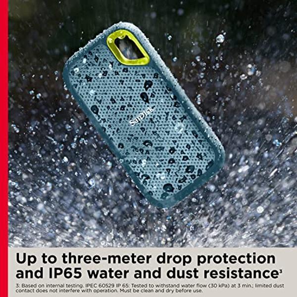 SanDisk 4TB Extreme Portable SSD - Up to 1050MB/s, USB-C, USB 3.2 Gen 2, IP65 Water and dust Resistance, Updated Firmware, Monterey - External Solid State Drive - SDSSDE61-4T00-G25