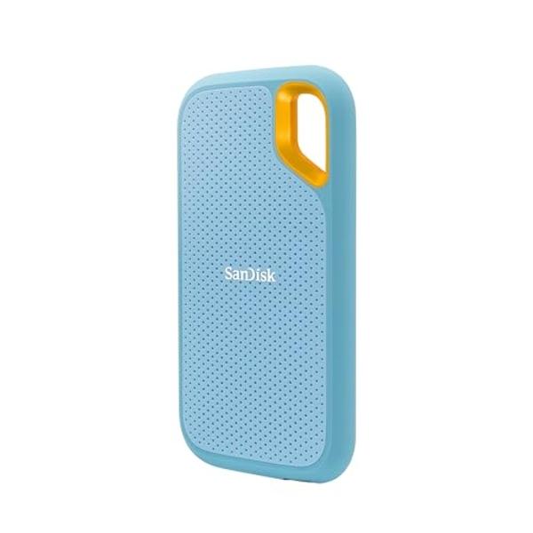 SanDisk 1TB Extreme Portable SSD - Up to 1050MB/s, USB-C, USB 3.2 Gen 2, IP65 Water and dust Resistance, Updated Firmware, Sky Blue - External Solid State Drive - SDSSDE61-1T00-G25