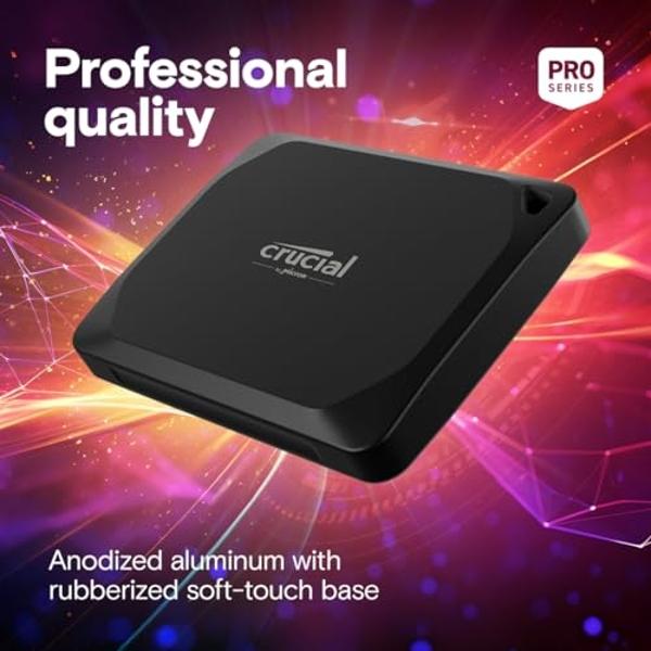 Crucial X10 Pro 2TB Portable SSD, Up to 2100MB/s Read, 2000MB/s Write, USB 3.2 USB-C, External Solid State Drive, Durable Storage for PC & Mac, for Professional Creators, Black - ‎