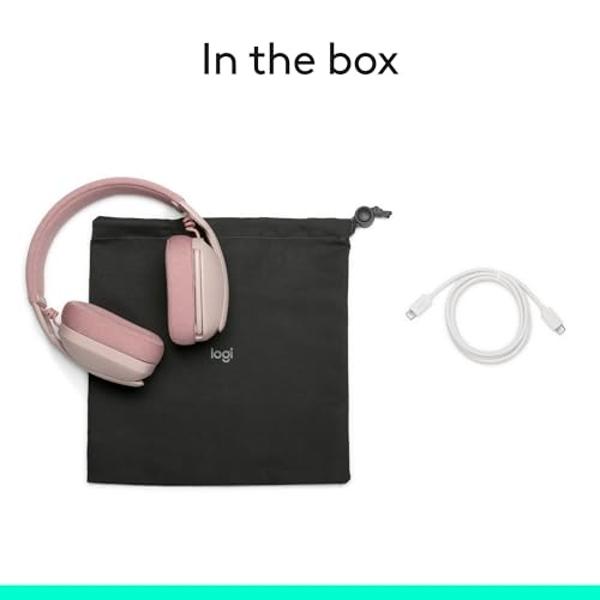 Logitech Zone Vibe 100 Lightweight Wireless Over Ear Headphones with Noise Canceling Microphone, Advanced Multipoint Bluetooth Headset, Works with Teams, Google Meet, Zoom, Mac/PC 