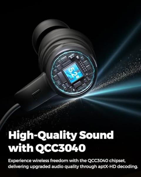 SoundPEATS Q35 HD+ Neckband Bluetooth Headphones, Stable Comfort Wireless Earbuds, Bluetooth 5.2, IPX5 Waterproof Sports Earphones, 17Hrs Dual Magnetic Speaker, Type C, App, QCC304