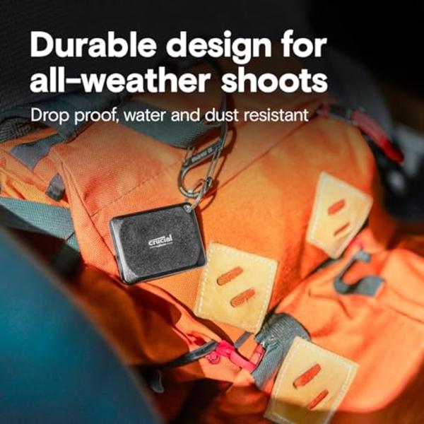 Crucial X10 Pro 2TB Portable SSD, Up to 2100MB/s Read, 2000MB/s Write, USB 3.2 USB-C, External Solid State Drive, Durable Storage for PC & Mac, for Professional Creators, Black - ‎