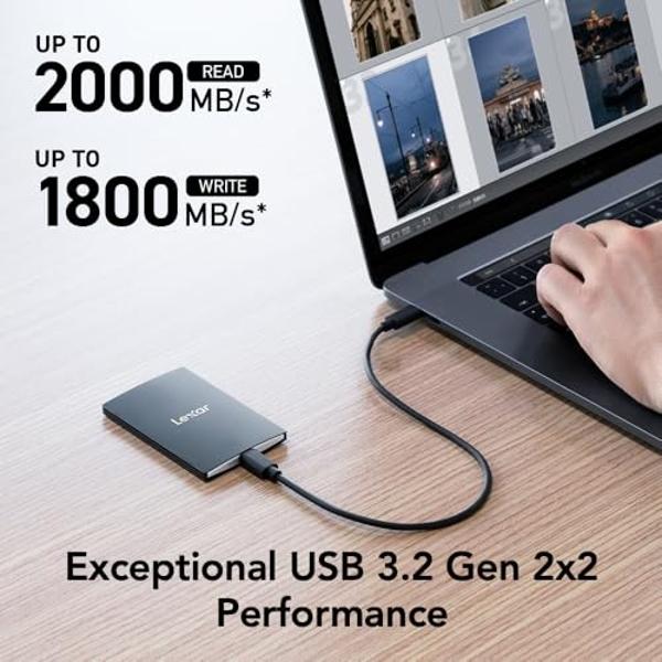 Lexar 1TB SL500 Portable SSD, Up to 2000MB/s Read, Compatible w/Type-C Laptops, iPhone 15 and Above, Smartphones, Tablets, PS5, Xbox, USB 3.2 Gen 2x2, Slim and Lightweight (LSL500X