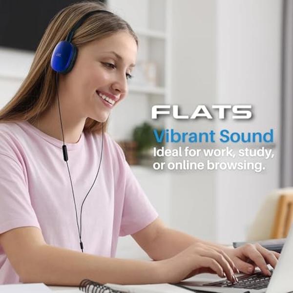 JVC Flats On-Ear Wired Headphones - Flat Foldable Design - 30mm Driver for Powerful Sound - Soft Ear-Pads for Comfort – Steel Headband - Lightweight & Portable - PC/Laptop/Gaming -