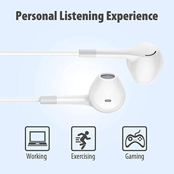 Earbuds Headphones 5 in One Pack, Wired Earbud with Heavy Bass Stereo Noise Blocking, Microphone, Compatible with iPhone, Android Phones, Laptops, Computers, iPad or Any Device wit