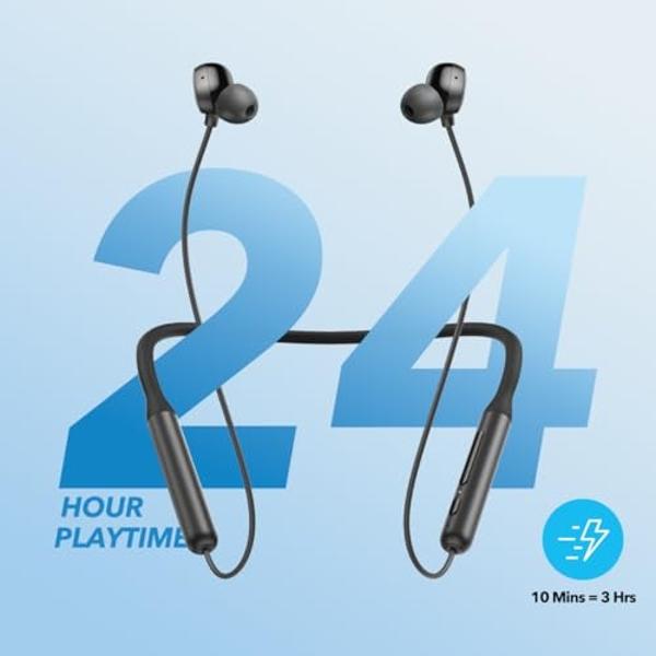Soundcore by Anker Life U2i Wireless Neckband Headphones, 10mm Drivers with BassUp Technology, 24H Playtime, AI-Enhanced Calls, Foldable and Lightweight, IPX5 Water-Resistant, Secu