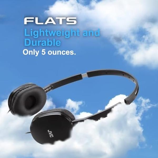 JVC Flats On-Ear Wired Headphones - Flat Foldable Design - 30mm Driver for Powerful Sound - Soft Ear-Pads for Comfort – Steel Headband - Lightweight & Portable - PC/Laptop/Gaming -