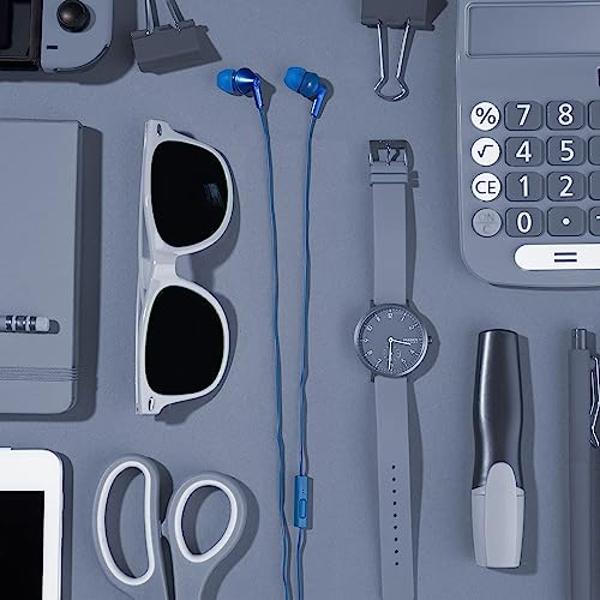 Panasonic ErgoFit Wired Earbuds with Microphone, 3.5mm Jack Headphones with Mic and Call Controller, Ergonomic Custom-Fit Earpieces (S/M/L), for Phones and Laptops - RP-TCM125-AA (