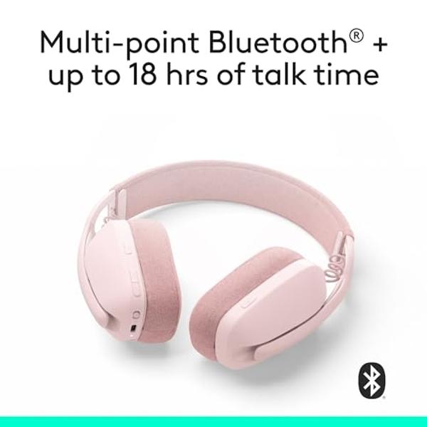 Logitech Zone Vibe 100 Lightweight Wireless Over Ear Headphones with Noise Canceling Microphone, Advanced Multipoint Bluetooth Headset, Works with Teams, Google Meet, Zoom, Mac/PC 