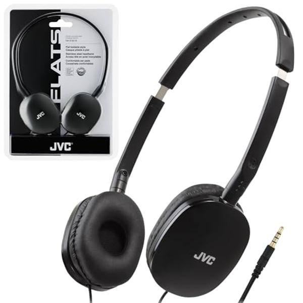 JVC Flats On-Ear Wired Headphones - Flat Foldable Design - 30mm Driver for Powerful Sound - Soft Ear-Pads for Comfort – Steel Headband - Lightweight & Portable - PC/Laptop/Gaming -