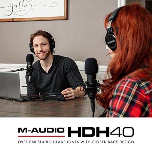 M-Audio HDH40 – Over Ear Studio Headphones with Closed Back Design, Flexible Headband and 2.7m Cable for Studio Monitoring, Podcasting and Recording - Black