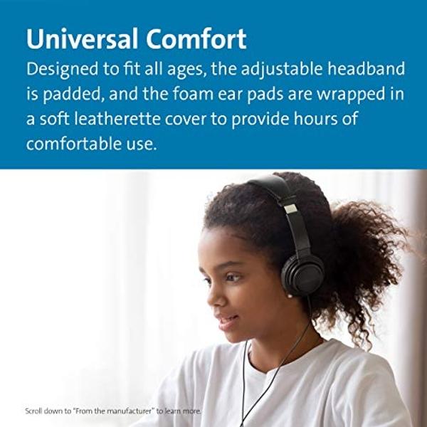 Kensington USB-C Hi-Fi Headphones, On-ear Headphone for Kids, for School, for Adults, Padded Adjustable Headband, 6 ft Cord (K97456WW),Black