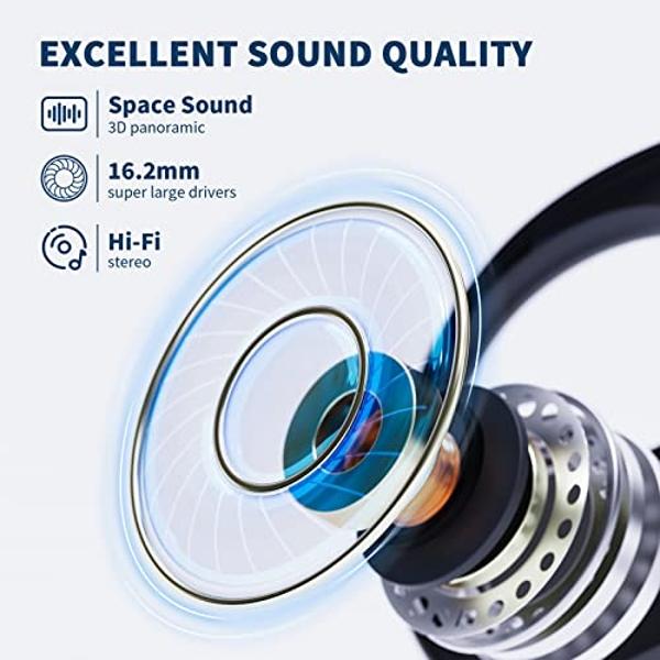 Upgrade Pro‑level Hybrid Active Noise Cancelling Headphones with HD Sound, Wireless Bluetooth Headphones Over The Ear Unequaled Comfort, Vivid Deep Bass, for Home Office Travel Bir
