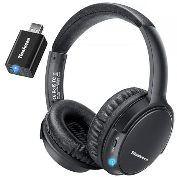Tianfucen Wireless Headphones for TV Watching, BKM400 Bluetooth TV Headphones Wireless for Seniors with USB Transmitter, 20hrs Playtime, No Audio Delay, Higher Volume, 165FT Range,