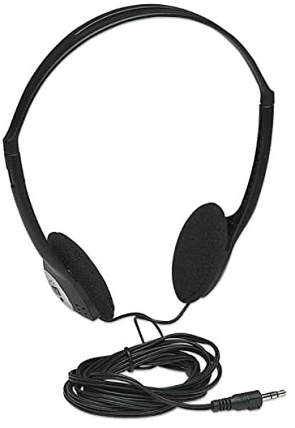 Manhattan On-Ear Wired Stereo Headphone - Long 6ft Cable, Single 3.5mm Plug, Lightweight, Adjustable Headband–for Walkman, CD Player, Computer -177481