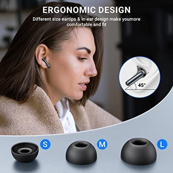 Wireless Earbuds, 2024 Wireless Headphones HiFi Stereo Earphones with 4 ENC Noise Canceling Mic, 42Hs Playtime In Ear Earbud, Bluetooth 5.3 Sport Earphones with LED Power Display f