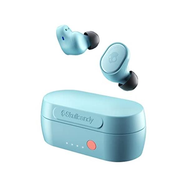 Skullcandy Sesh Evo In-Ear Wireless Earbuds, 24 Hr Battery, Microphone, Works with iPhone Android and Bluetooth Devices - Bleached Blue