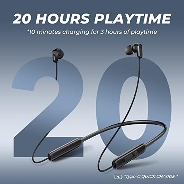 TONEMAC N18 Neckband Bluetooth Earbuds, Wireless Bluetooth 5.2 Headphones with Microphone, Ultra-Lightweight Comfort, IPX7 Waterproof, Deep Bass Strong Beat, 20H Playtime, Magnetic