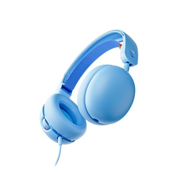 Skullcandy Grom Wired Headphones, Volume-Limiting Audio, Comfortable Over-Ear Fit, Foldable, Designed for Kids 6+, Convenient for Travel with 3.5mm Plug, Built-in Microphone - Surf