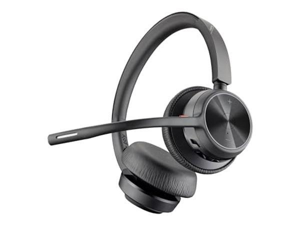 Poly - Voyager 4320 UC Wireless Headset + Charge Stand (Plantronics) - Headphones with Boom Mic - Connect to PC/Mac via USB-A Bluetooth Adapter, Cell Phone via Bluetooth - Works wi