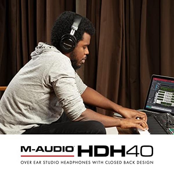 M-Audio HDH40 – Over Ear Studio Headphones with Closed Back Design, Flexible Headband and 2.7m Cable for Studio Monitoring, Podcasting and Recording - Black