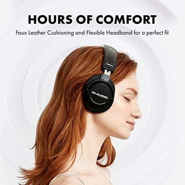 M-Audio HDH40 – Over Ear Studio Headphones with Closed Back Design, Flexible Headband and 2.7m Cable for Studio Monitoring, Podcasting and Recording - Black