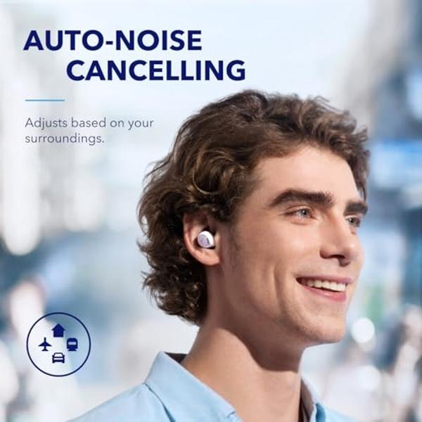 Soundcore by Anker Liberty 4 NC Wireless Earbuds, 98.5% Noise Reduction, Adaptive Noise Cancelling to Ears and Environment, Hi-Res Sound, 50H Battery, Wireless Charging, Bluetooth 