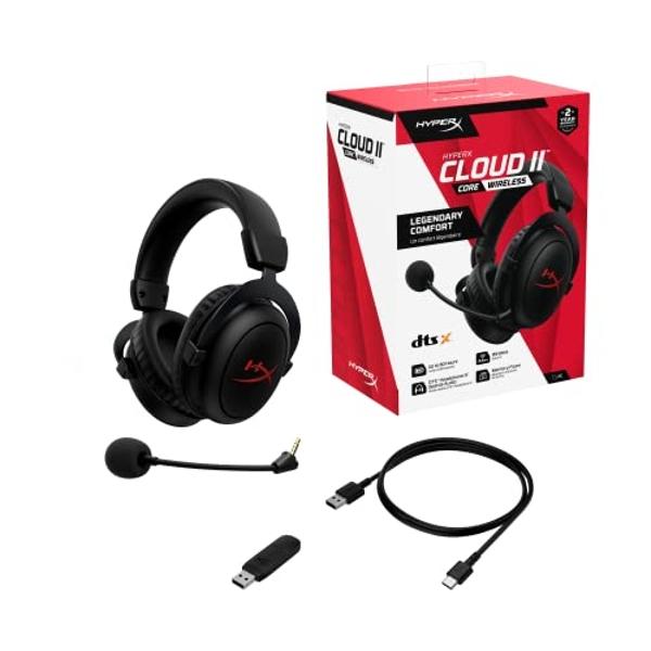 HyperX Cloud II Core Wireless - Gaming Headset for PC, DTS Headphone:X Spatial Audio, Memory Foam Ear Pads, Black