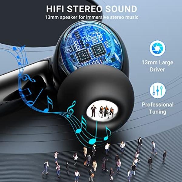 Wireless Earbuds, 2024 Wireless Headphones HiFi Stereo Earphones with 4 ENC Noise Canceling Mic, 42Hs Playtime In Ear Earbud, Bluetooth 5.3 Sport Earphones with LED Power Display f