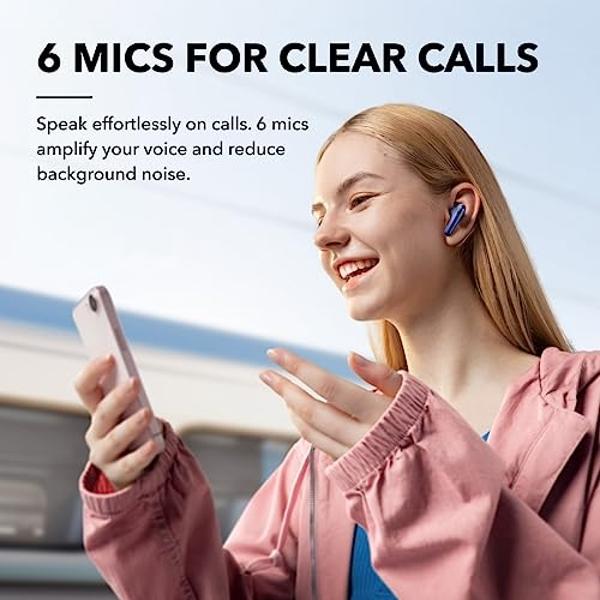Soundcore by Anker Liberty 4 NC Wireless Earbuds, 98.5% Noise Reduction, Adaptive Noise Cancelling to Ears and Environment, Hi-Res Sound, 50H Battery, Wireless Charging, Bluetooth 