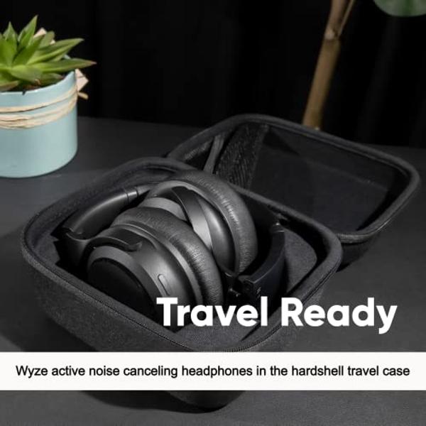 Wyze Noise Cancelling Headphones and Hard Case for Travel, Wireless Over The Ear Bluetooth Headphones with Active Noise Cancellation, Transparency Mode, Clear Voice Pick-up, Alexa 