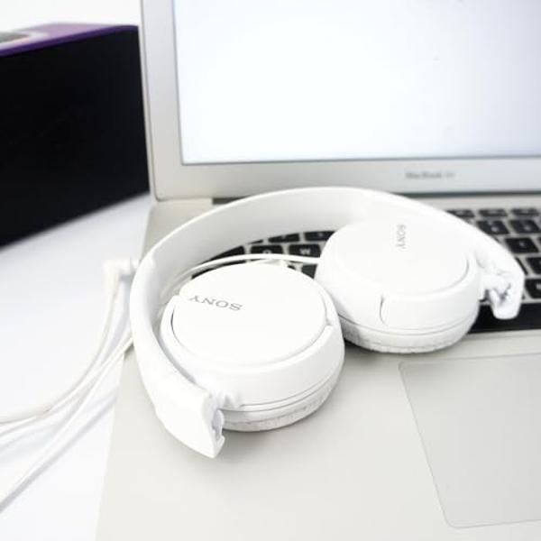 Sony Over On Ear Best Stereo Extra Bass Portable Headphones Headset for Apple iPhone iPod/Samsung Galaxy / mp3 Player / 3.5mm Jack Plug Cell Phone (White)