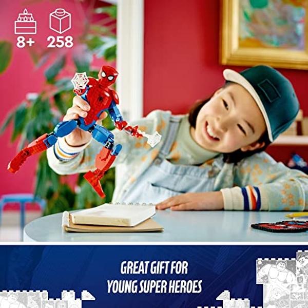 LEGO Marvel Spider-Man Building Toy, Fully Articulated Action Figure, Superhero Movie Set with Web Elements, Gift for Grandchildren, Collectible Model for Boys, Girls and Kids Ages