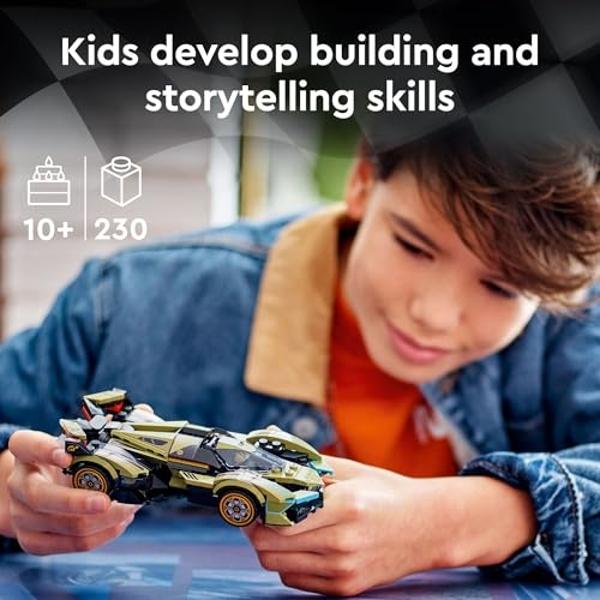 LEGO Speed Champions Lamborghini Lambo V12 Vision GT Super Car, Formula 1 Vehicle Toy, Driving Playset, Buildable Model Set for Kids, Lamborghini Car, Gift for Kids and Gaming Fans