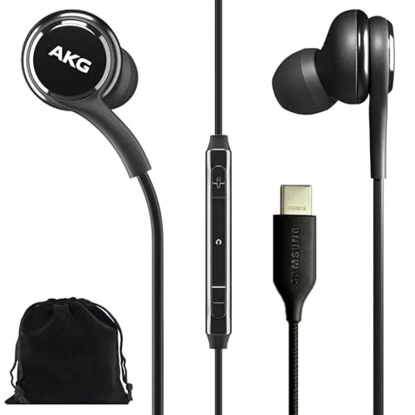 SAMSUNG AKG Earbuds Original USB Type C in-Ear Earbud Headphones with Remote & Mic for Galaxy A53 5G, S22, S21 FE, S20 Ultra, Note 10, Note 10+, S10 Plus - Braided - includes Velve