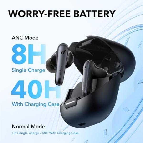 Soundcore by Anker Liberty 4 NC Wireless Earbuds, 98.5% Noise Reduction, Adaptive Noise Cancelling to Ears and Environment, Hi-Res Sound, 50H Battery, Wireless Charging, Bluetooth 