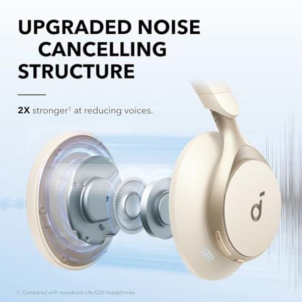 Soundcore by Anker, Space One, Active Noise Cancelling Headphones, 2X Stronger Voice Reduction, 40H ANC Playtime, App Control, LDAC Hi-Res Wireless Audio, Comfortable Fit, Clear Ca