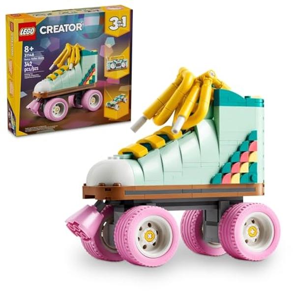 LEGO Creator 3 in 1 Retro Roller Skate Building Kit, Transforms from Roller Skate Toy to Mini Skateboard to Boom Box Radio, Birthday Gift for Skaters, Cool Toy for Boys and Girls A