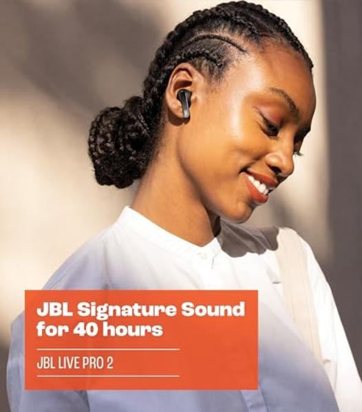 JBL Live Pro 2 - True Wireless Noise Cancelling Earbuds, up to 40 Hours of Playback with Wireless Charging, 6 mics for Perfect Calls, Touch & Voice Control, IPX5 Water Resistant (B