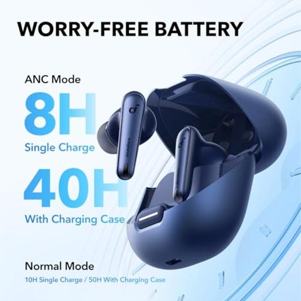 Soundcore by Anker Liberty 4 NC Wireless Earbuds, 98.5% Noise Reduction, Adaptive Noise Cancelling to Ears and Environment, Hi-Res Sound, 50H Battery, Wireless Charging, Bluetooth 