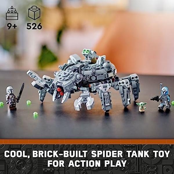 LEGO Star Wars Spider Tank 75361, Building Toy Mech from The Mandalorian Season 3, Includes The Mandalorian with Darksaber, Bo-Katan, and Grogu 'Baby Yoda' Minifigures, Gift Idea f